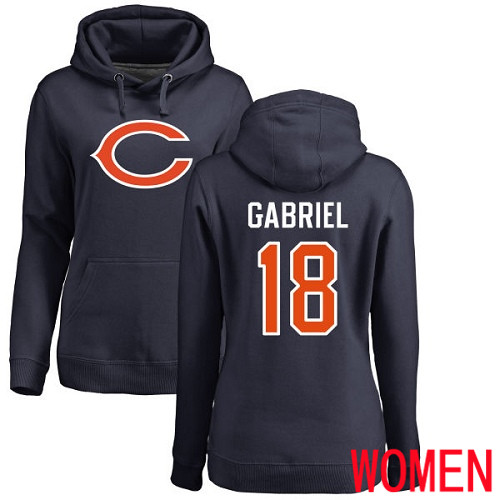 Chicago Bears Navy Blue Women Taylor Gabriel Name and Number Logo NFL Football #18 Pullover Hoodie Sweatshirts->nfl t-shirts->Sports Accessory